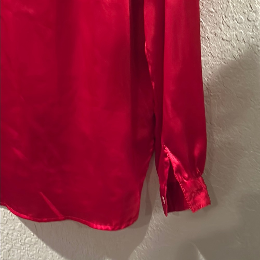 Croft & Barrow Red Satin Blouse - Picture 6 of 11